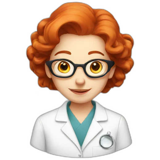 Redhead scientist with mice emoji