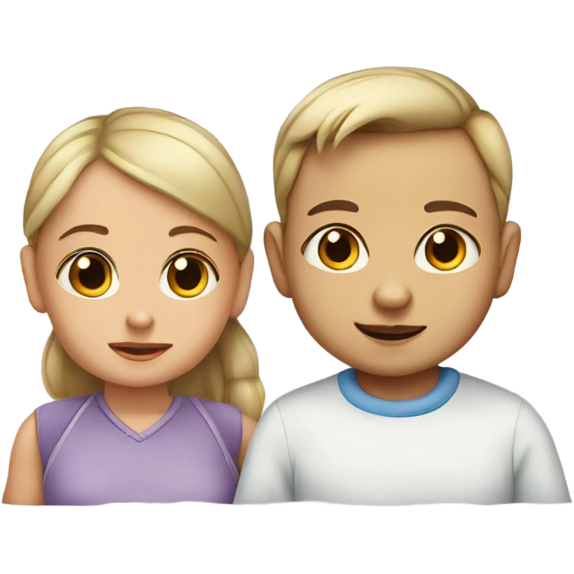 larger baby boy beside a smaller baby girl emoji