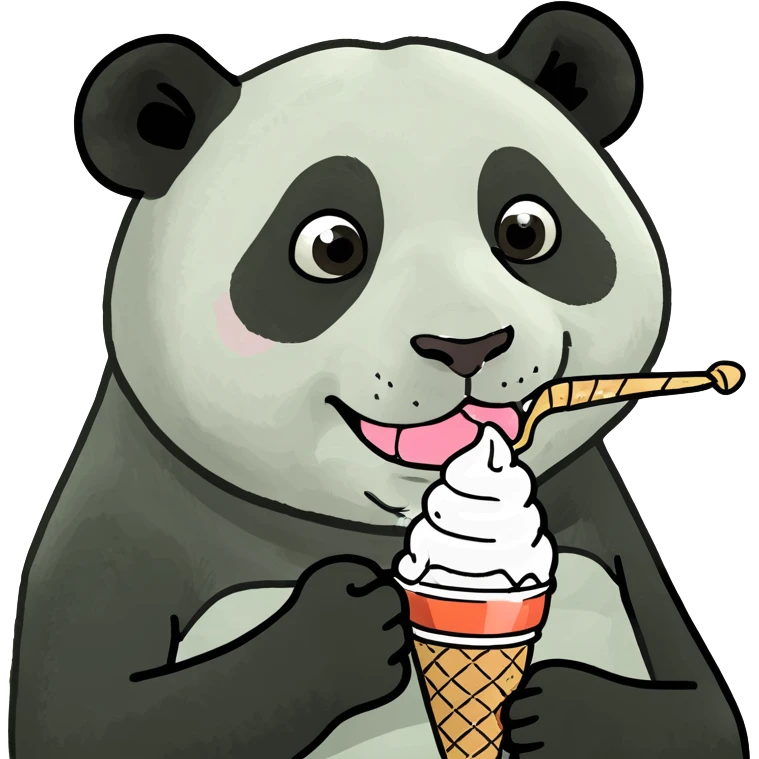 Panda eating ice cream emoji