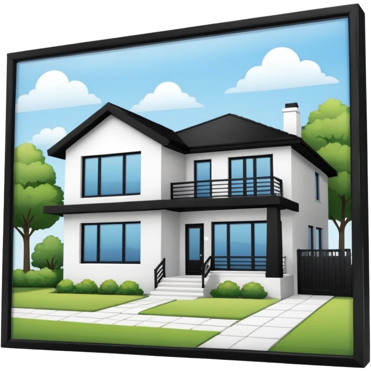 Casa en bienes y raices con el letrero de venta emoji