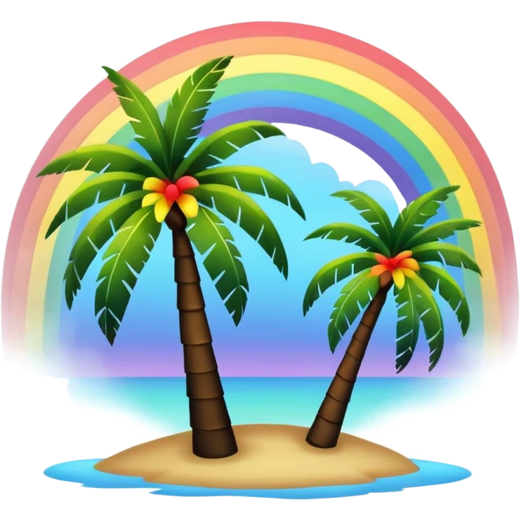 Palmera de negro con un arcoiris de fondo en la noche emoji