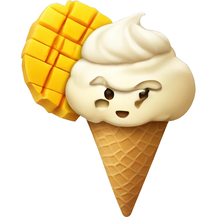 ice cream with mango chunks emoji