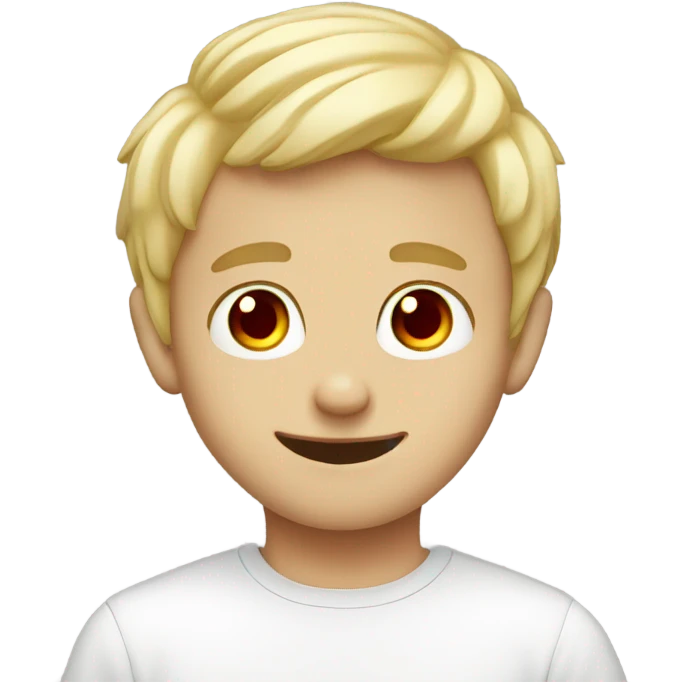 smiling blonde boy meme with red eyes emoji