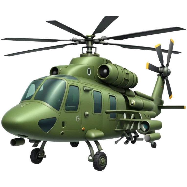 Green battle helicopter with cannon emoji