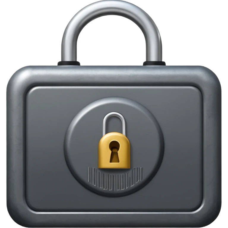 Charcoal grey lock with the letters RV in the center emoji