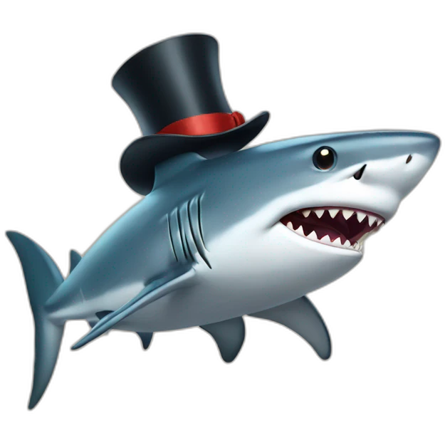 Shark with a top hat emoji
