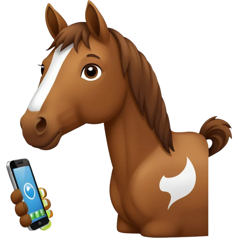 horse typing on cell phone emoji