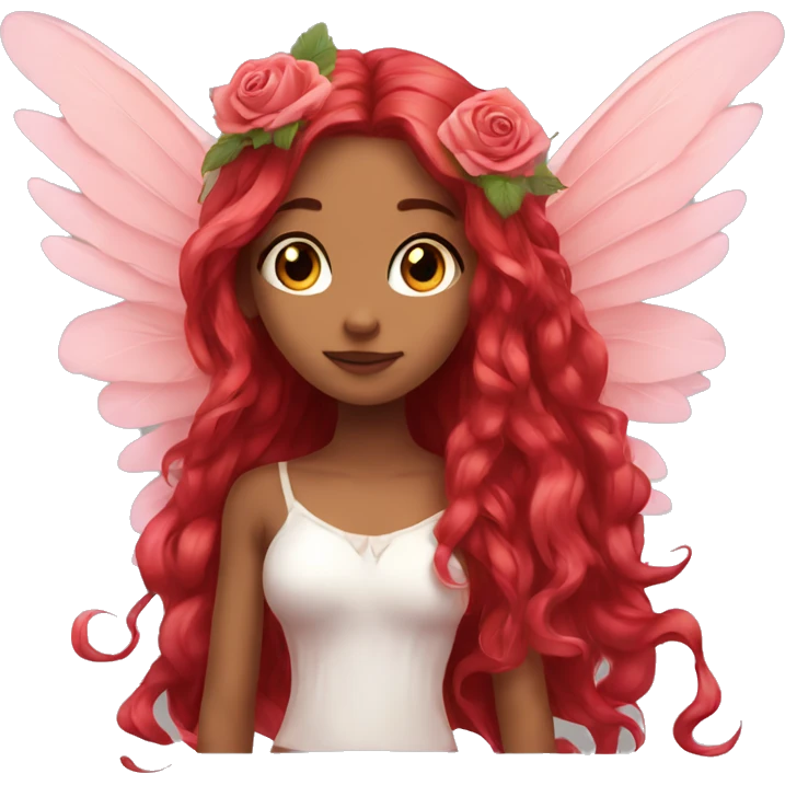 big wings, rose, Beautiful, fairy, red, long hair emoji