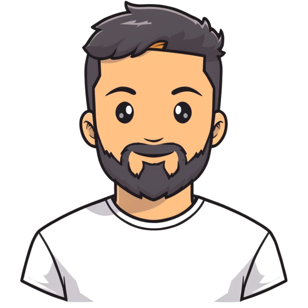 young man with wheatish skin, beard, age 24, wearing black tshirt emoji