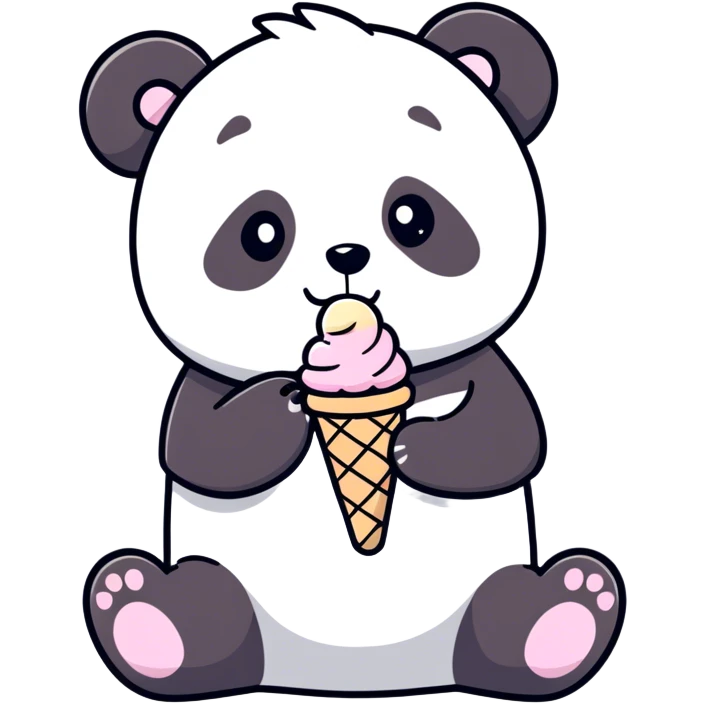 Panda eating ice cream emoji