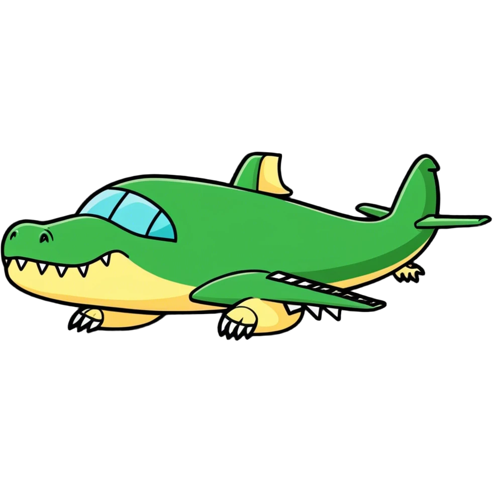 A crocodile that is half plane emoji