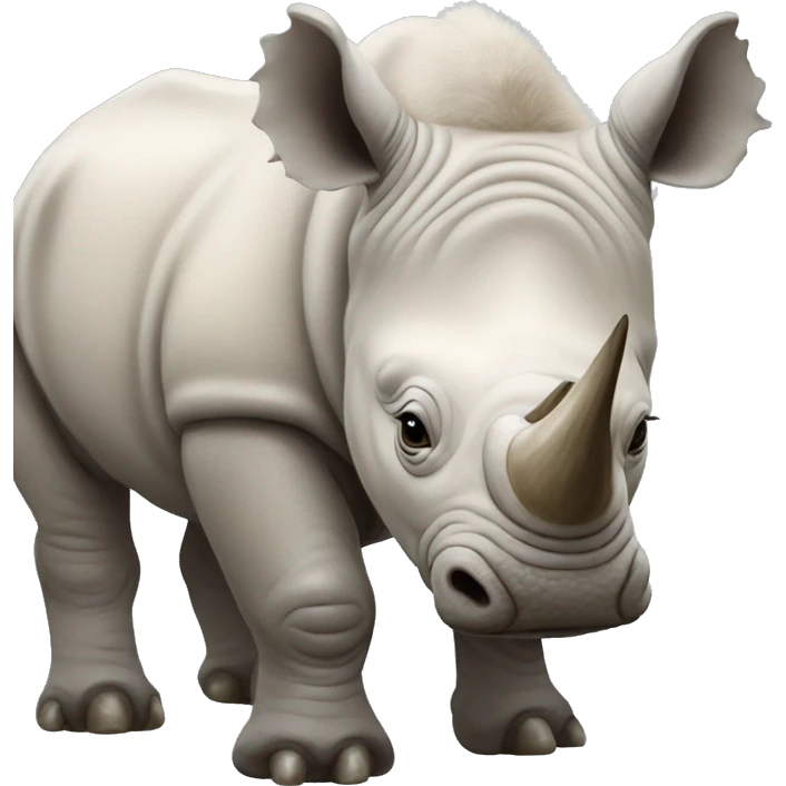 realistic ice age woolly white rhinocerous baby emoji