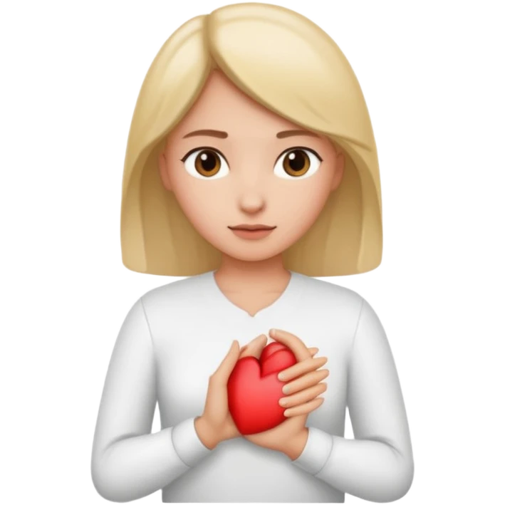 Woman placing her one hand over the heart emoji