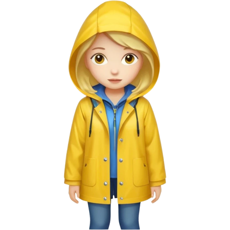Girl in a yellow raincoat full body  emoji