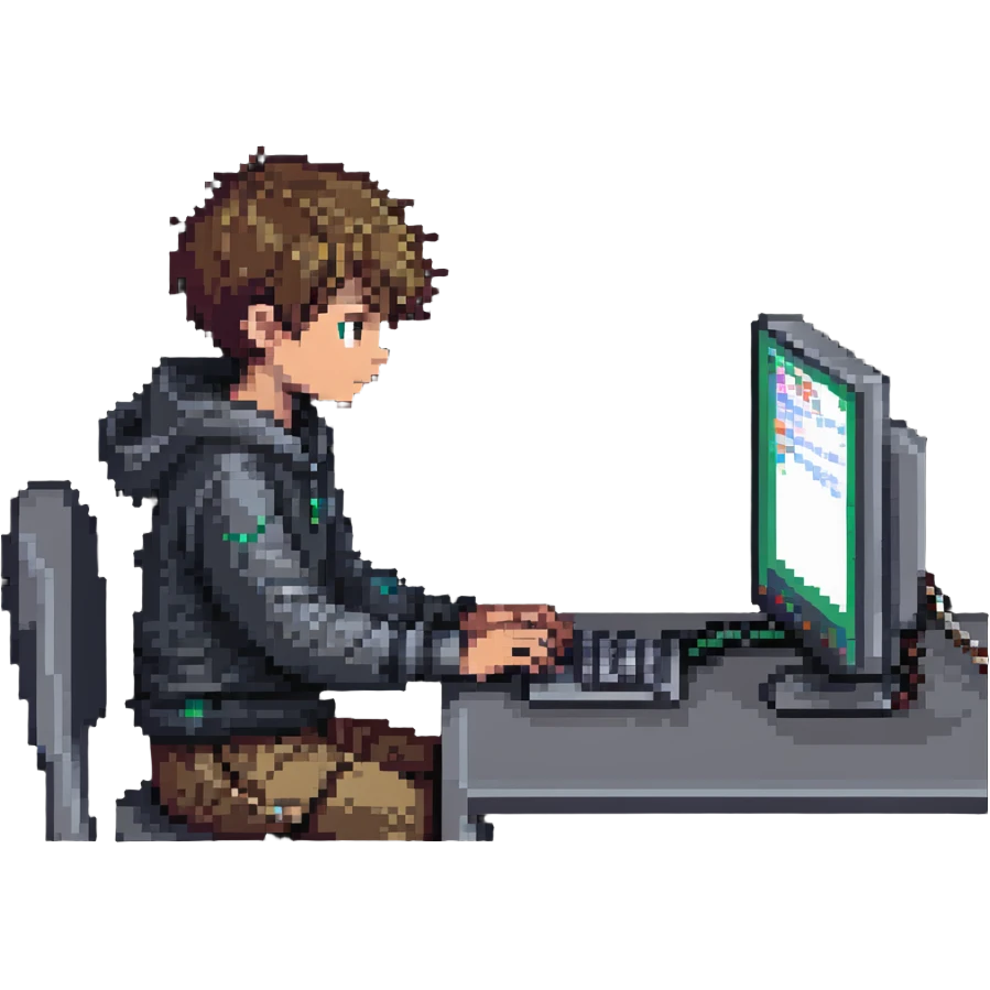 a boy coding on a computer emoji