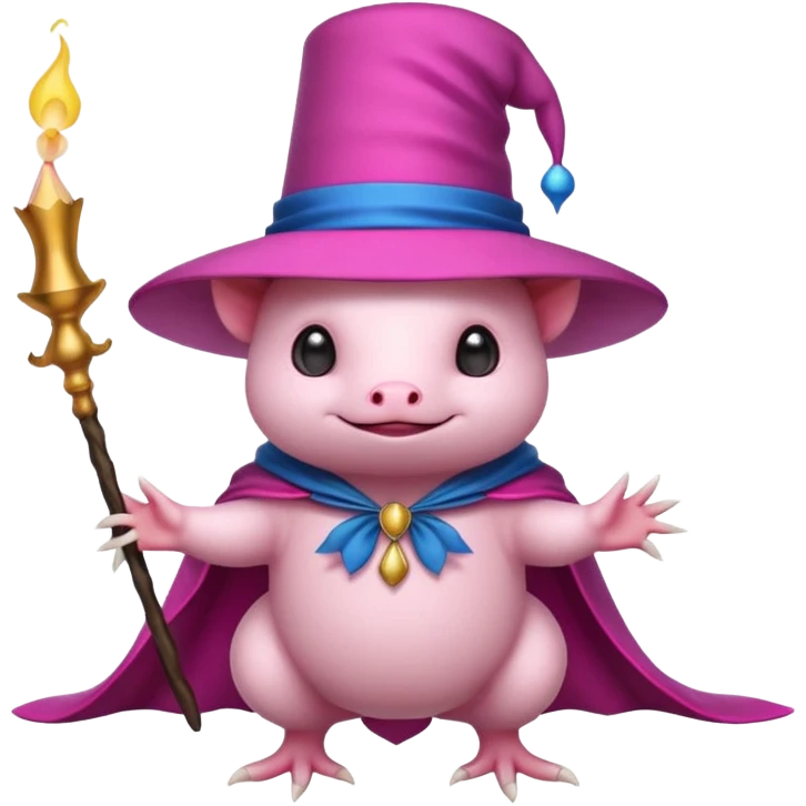 white axolotl with magician hat emoji