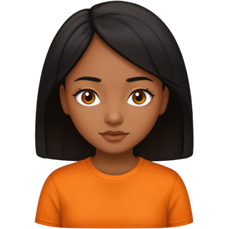brown skin girl straight hair and orange shirt emoji
