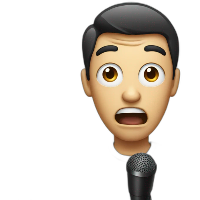 shocked face man with a microphone emoji