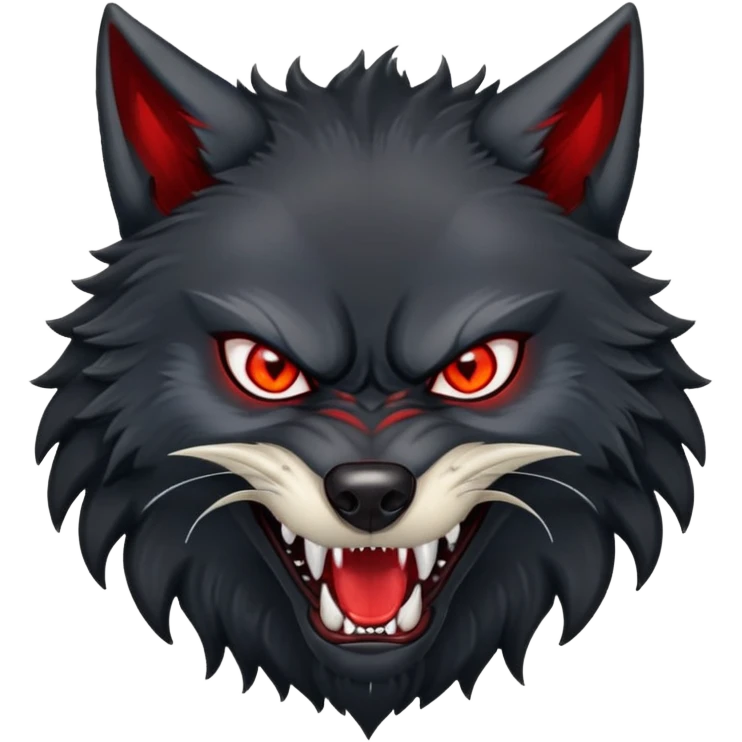 angry snarling black wolf with red eyes emoji