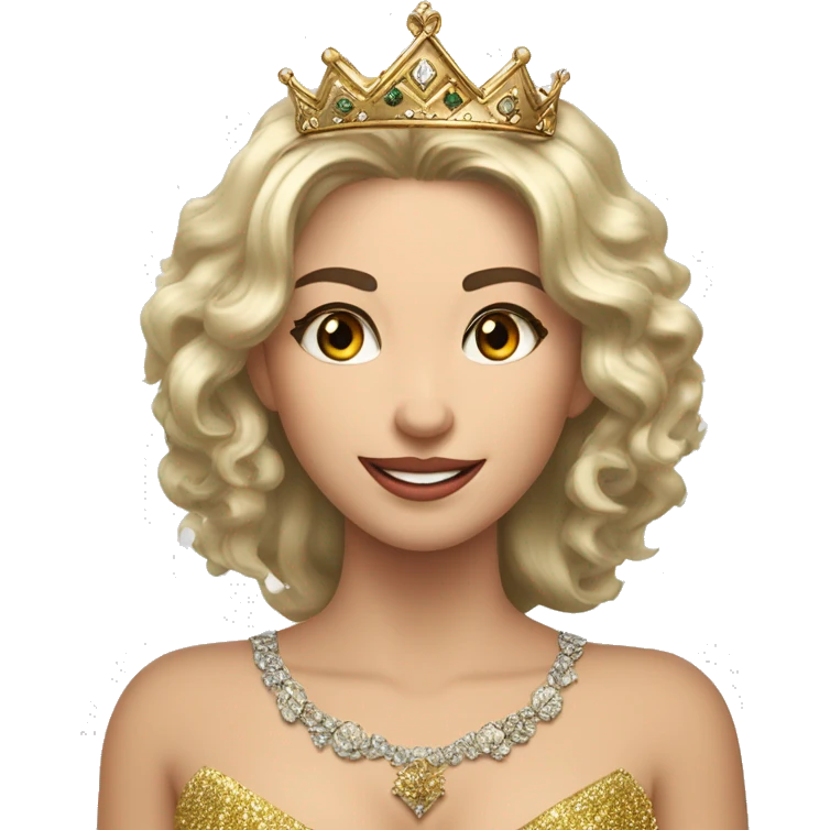 Una leon  rugiendo ,  alegre y elegante con corona de brillo de Reyna  emoji