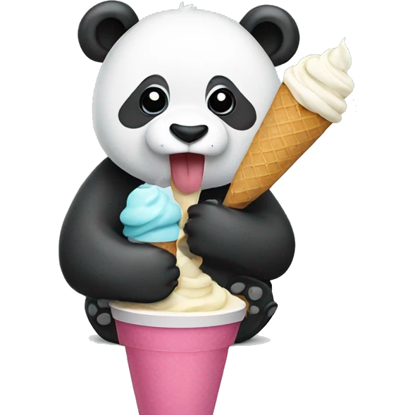 Panda eating ice cream emoji