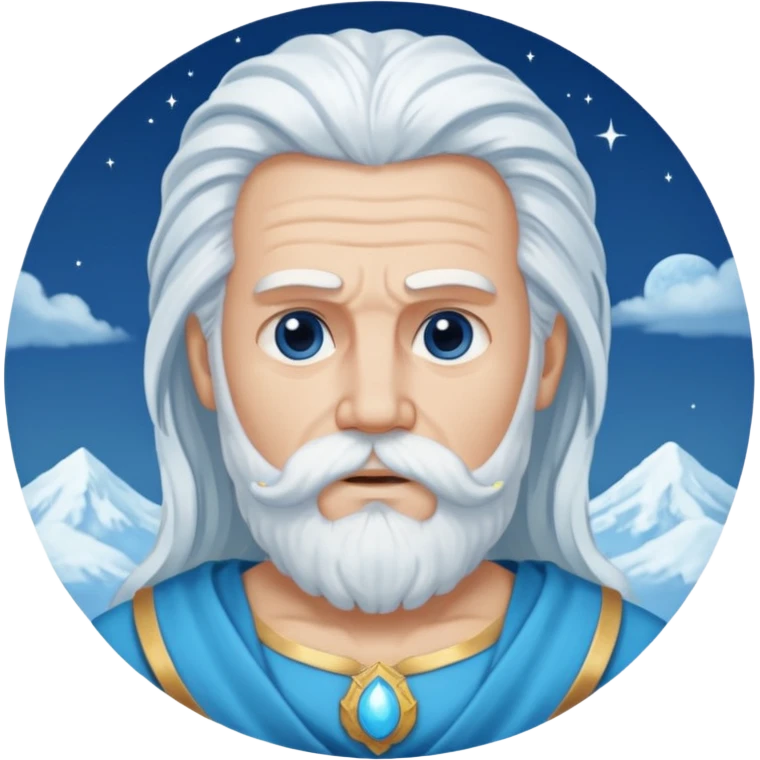 Uranus, Sky God from Rome Mythology with long white hair and beard, blue and white outfit emoji