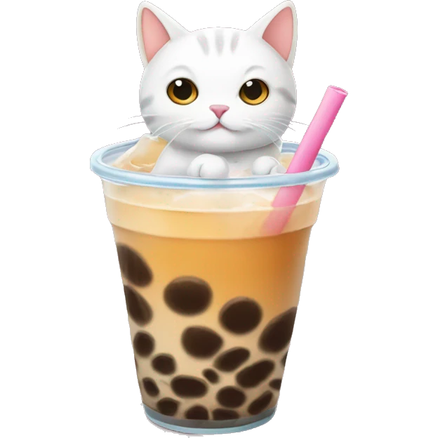 Cat drinks boba tea emoji