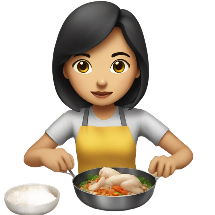 Thai girl cooking chicken emoji
