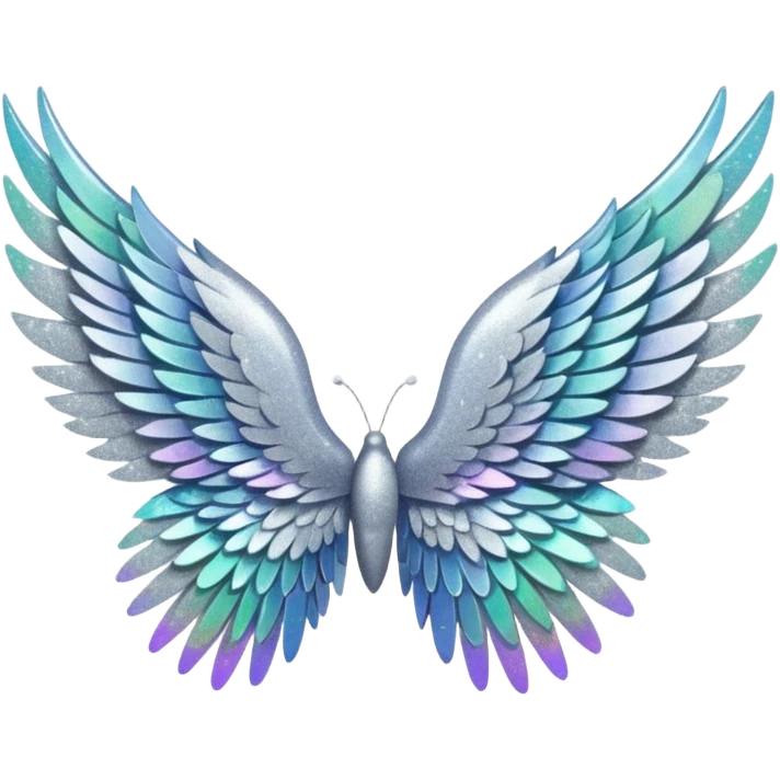 Silver glitter wings emoji