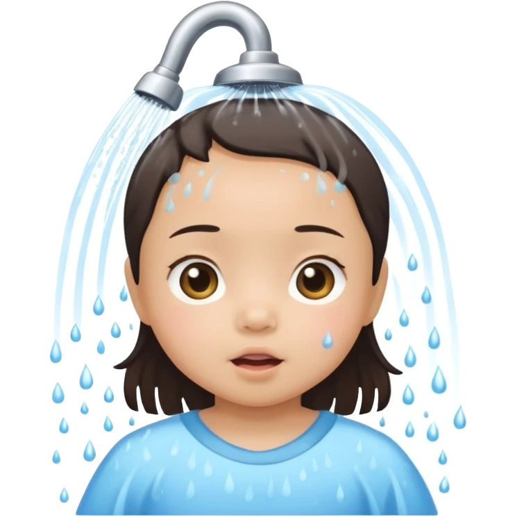 asian baby girl taking a shower emoji