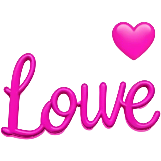  neon sign with the word love emoji