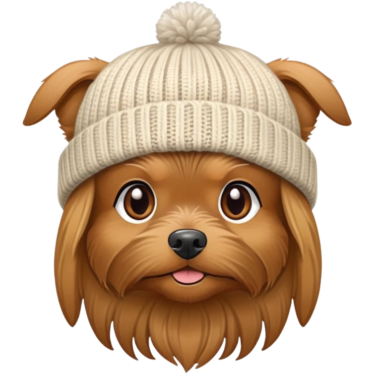 brown yorky dog with a hit hat emoji