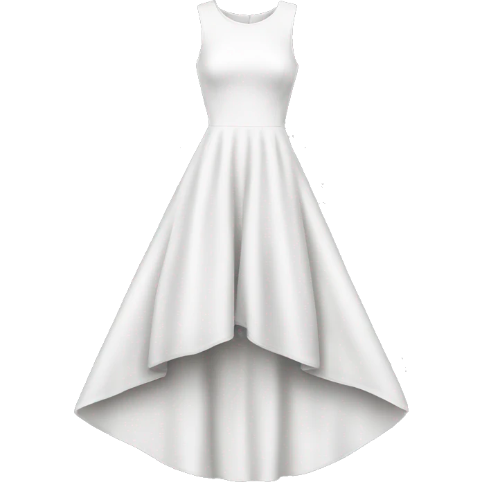White high low dress with black words on the bottom of the dress  emoji