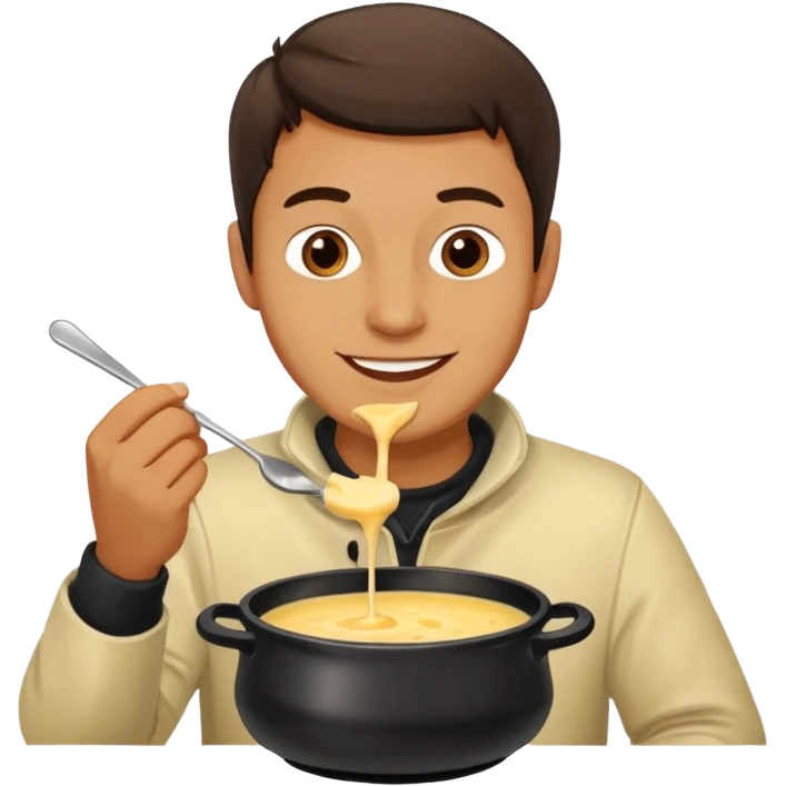 man almost eating cheese fondue emoji