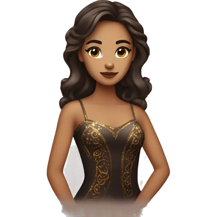 Create the zodiac sign leo as a brunette girl with elaborate makeup and dress that matches the zodiac sign  emoji