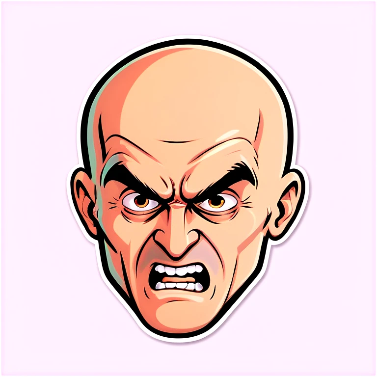 A man that’s mad with no hair emoji
