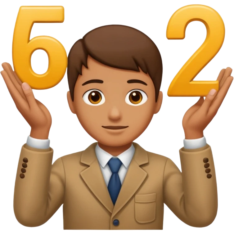 A guy holding up the numbers 6 and 7 in there hands emoji