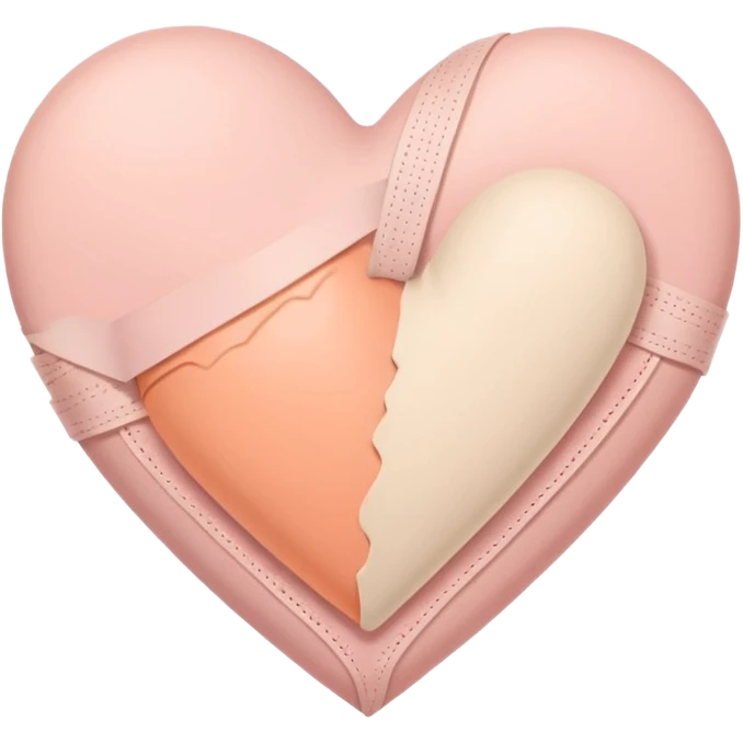 A minimalist pastel illustration of a heart with a small bandage, inspired by the ❤️‍🩹 emoji. Soft pastel colors — dusty pink, blush, baby peach, and cream tones. Gentle lighting, smooth gradients, and a calm, soothing aesthetic. Flat vector style on a light neutral background. emoji
