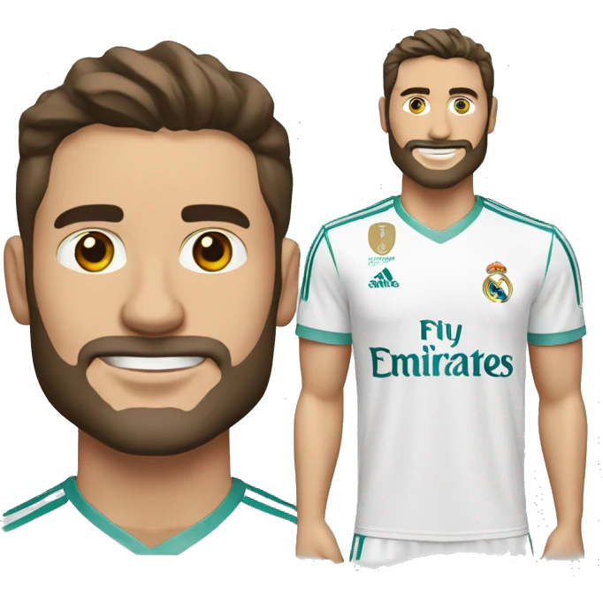 Hombre europeo moreno con camiseta del real madrid emoji