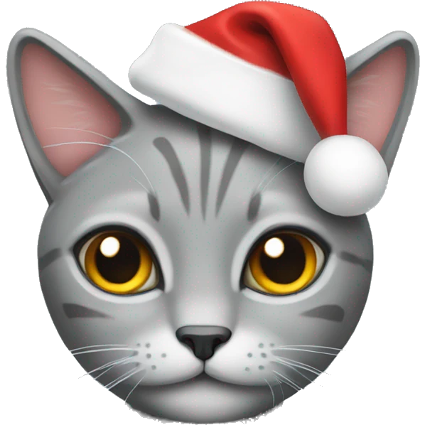 grey cat christmas hat emoji