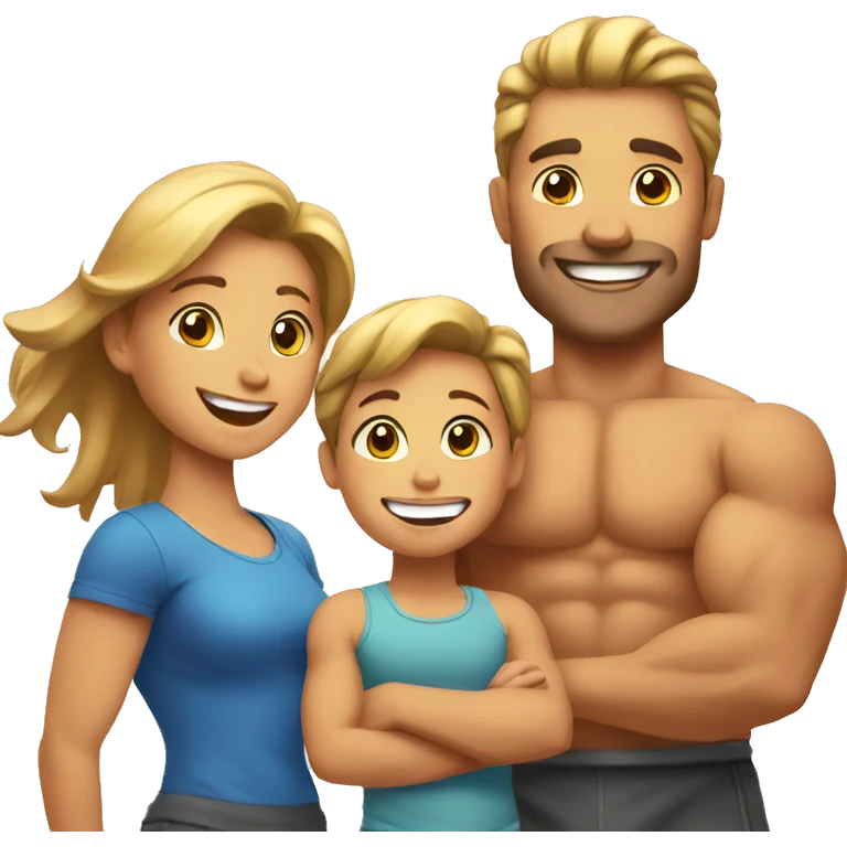happy muscular family emoji