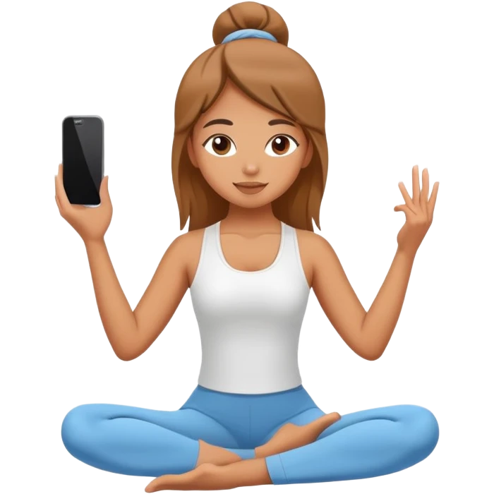 girl doing yoga and taking selfie emoji