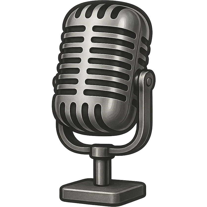 vintage style microphone icon, classic 1950s look, metallic details emoji