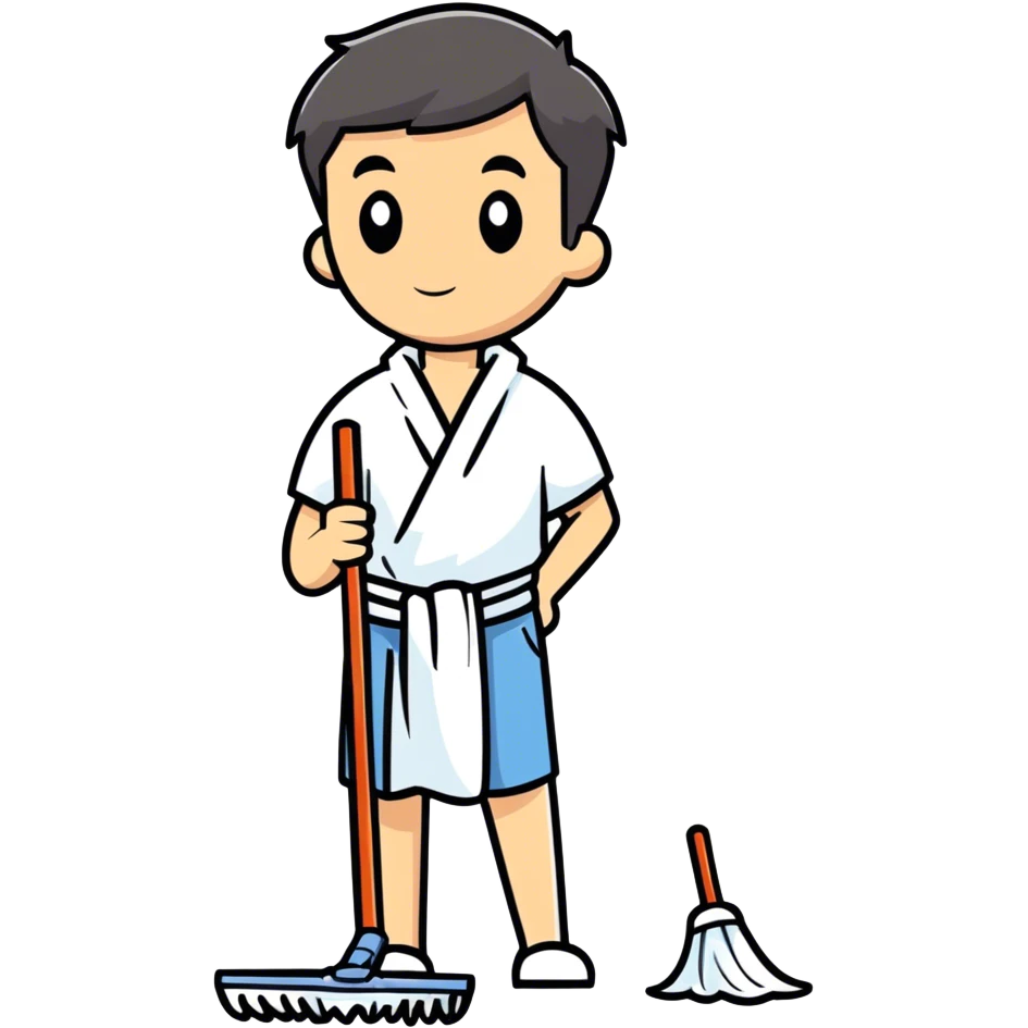 Man with towel and mop emoji