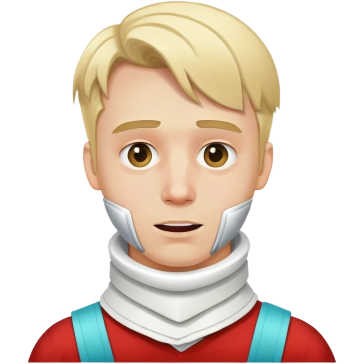 Blonde, drunk guy with neck brace on emoji