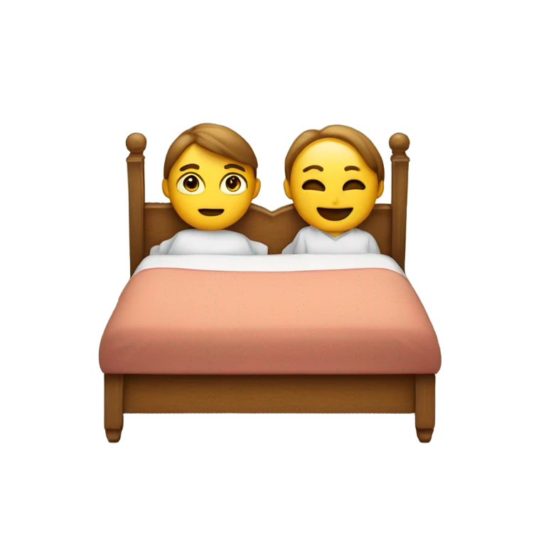 una cama con una persona encima de una persona estilo emoji jugando emoji