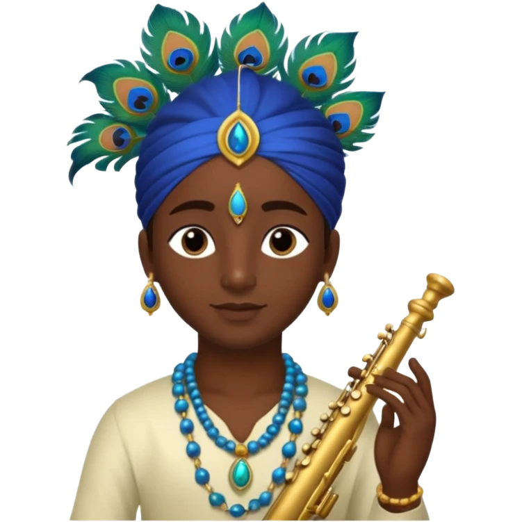 Krishna wearing feather and flute emoji