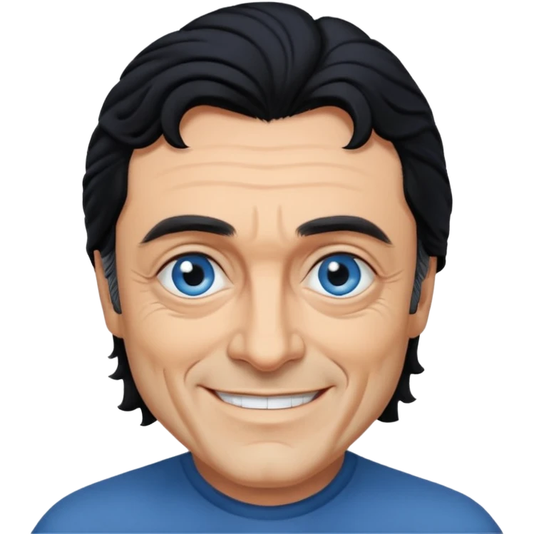 Ian McShane with blue eyes, black hair emoji