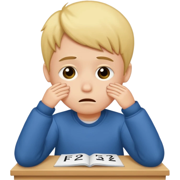 make  a sad kid who got an F on his english exam emoji