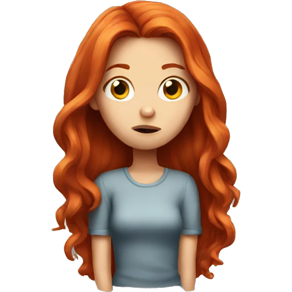 Really bored long red haired girl emoji